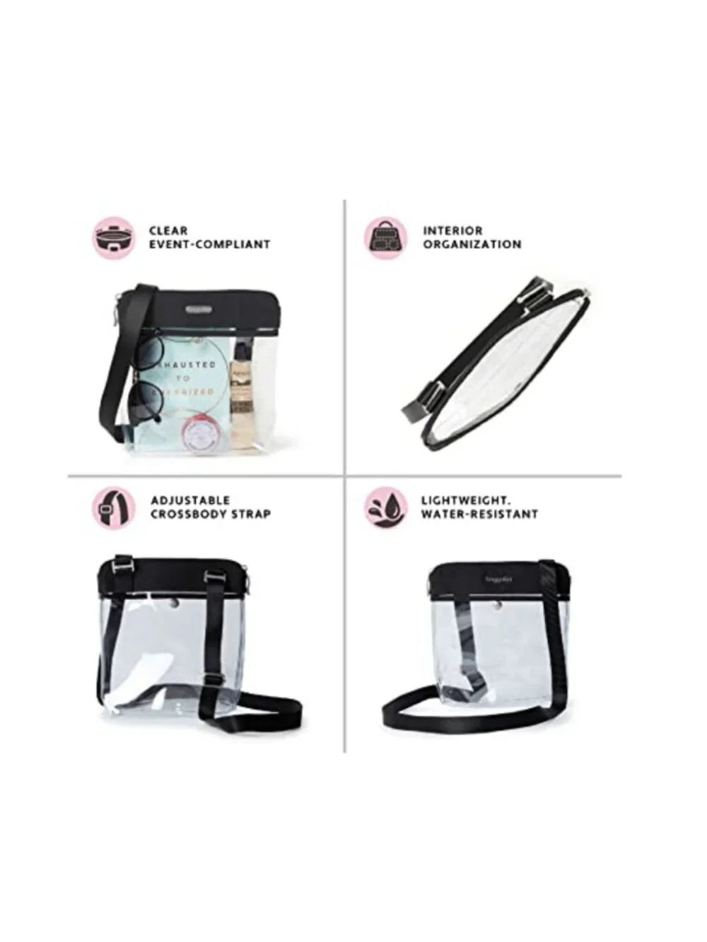 Clear Stadium Crossbody Bag Lightweight Water-Resistant